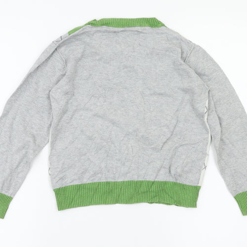 Next  Girls Grey Argyle/Diamond  Pullover Jumper Size 6 Years