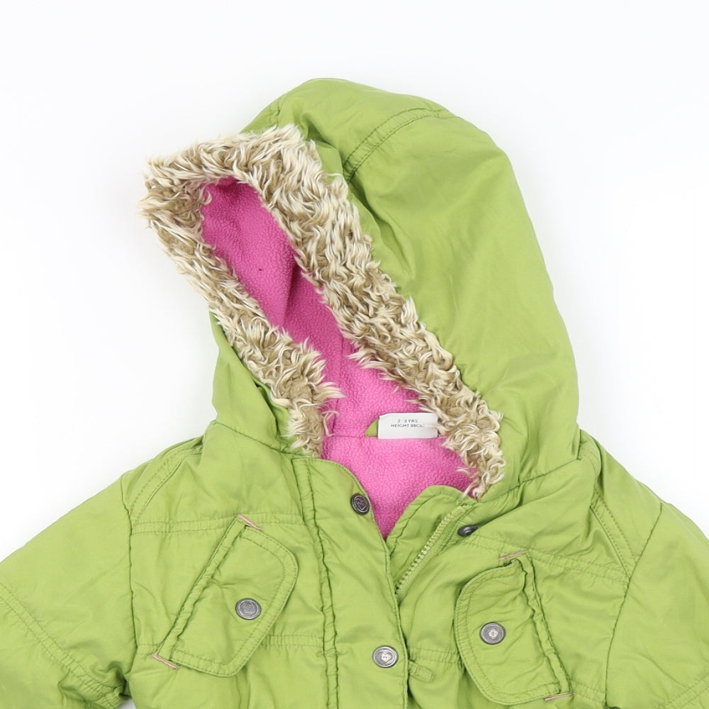 NEXT Girls Green Floral  Jacket Coat Size 2-3 Years