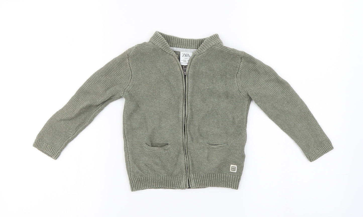 Zara Girls Green   Full Zip Jumper Size 2-3 Years