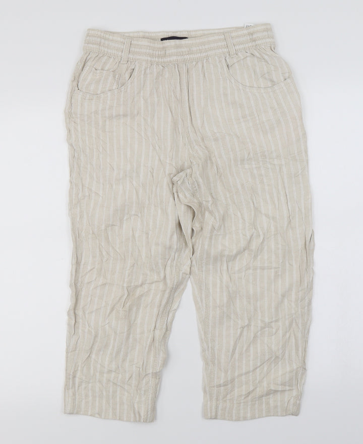 Marks and Spencer  Womens Ivory Striped  Trousers  Size 12 L20 in