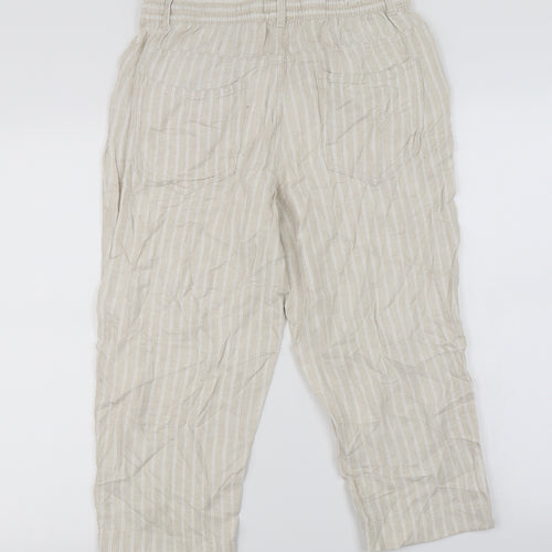 Marks and Spencer  Womens Ivory Striped  Trousers  Size 12 L20 in