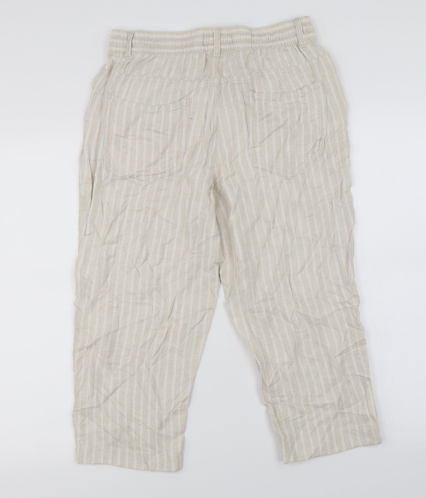 Marks and Spencer  Womens Ivory Striped  Trousers  Size 12 L20 in