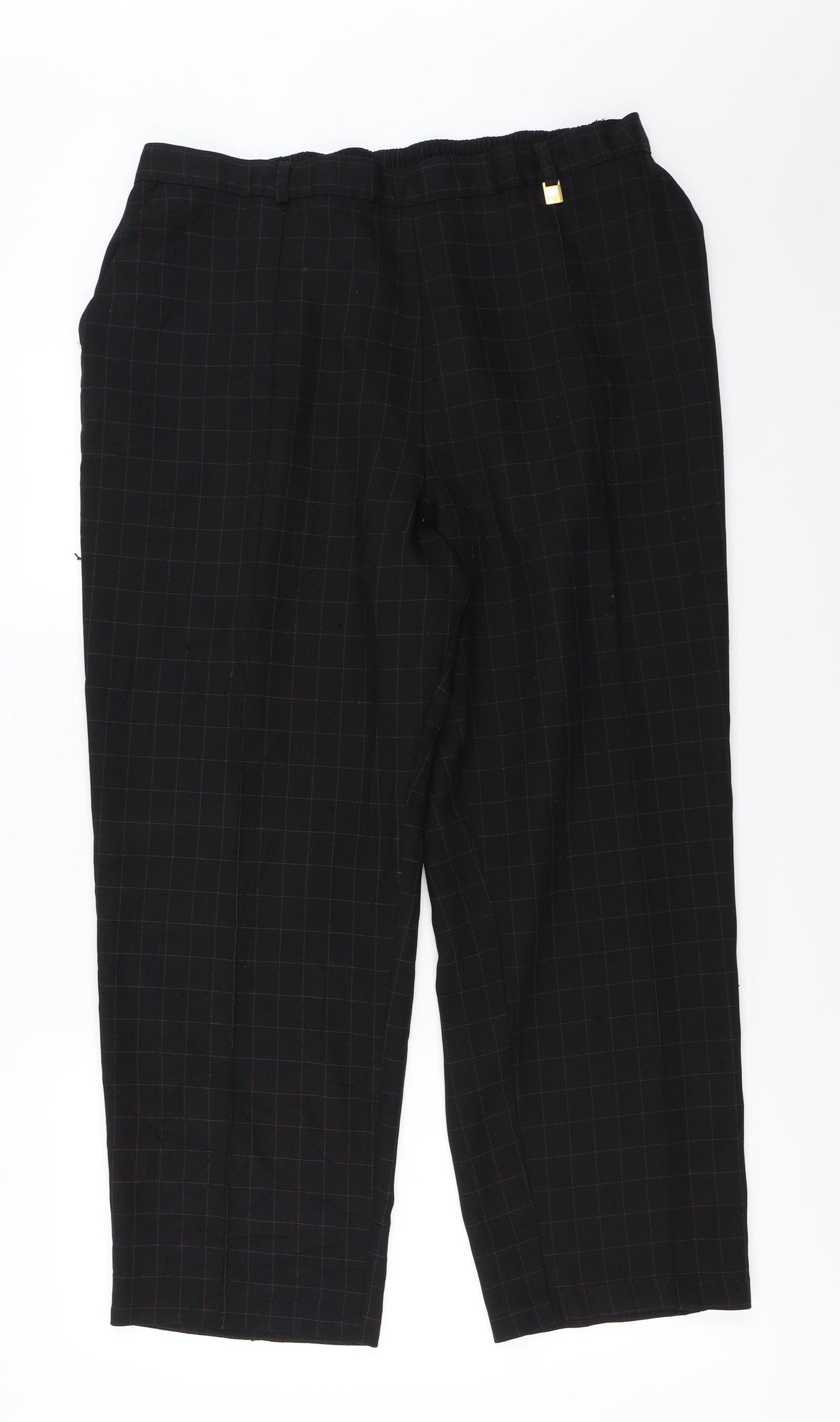 Marks and Spencer Womens Black Check  Trousers  Size 20 L23 in