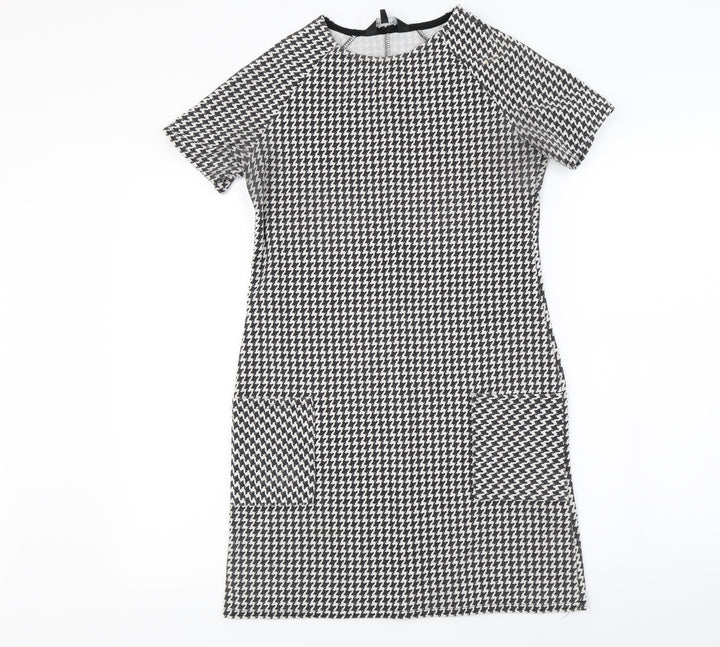 New Look Womens Black Check  A-Line  Size 8