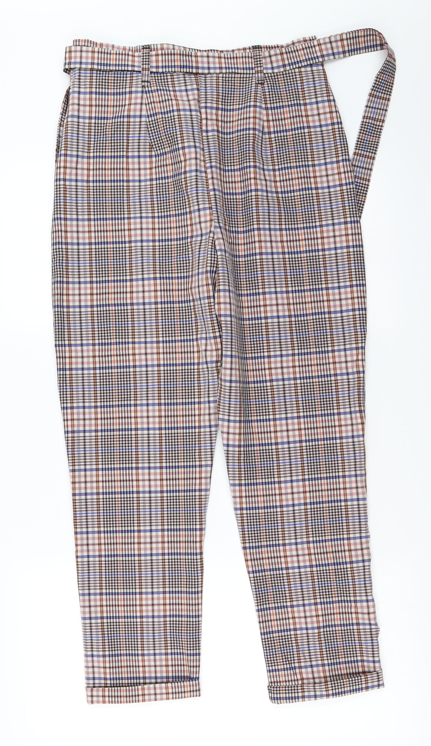 nastygal  Womens Beige Check  Trousers  Size 8 L24 in - with Belt