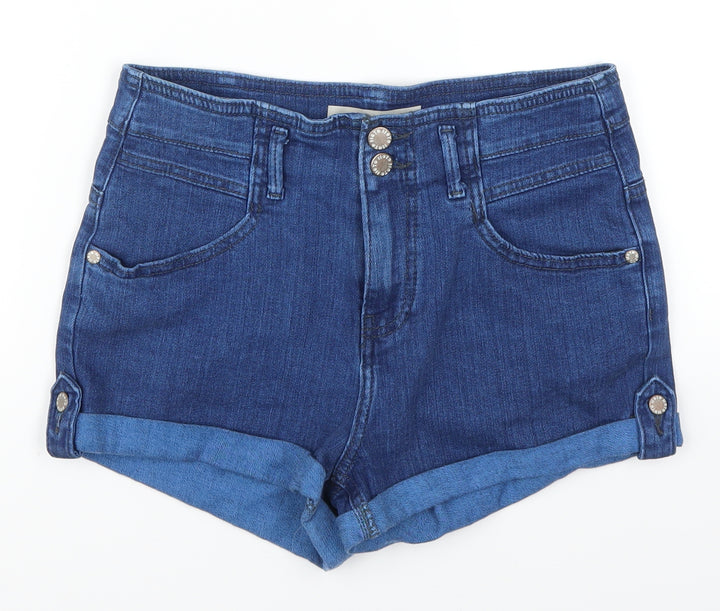 Topshop Womens Blue Denim Hot Pants Shorts Size 28 in