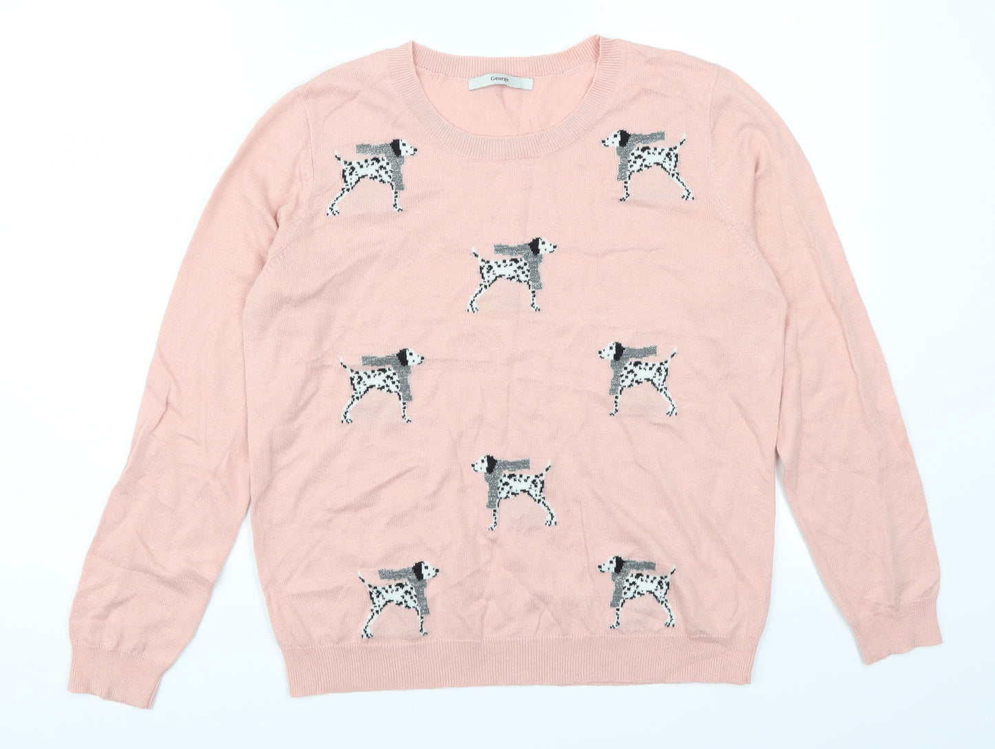 George Womens Pink Animal Print  Pullover Jumper Size 14  - Dalmations