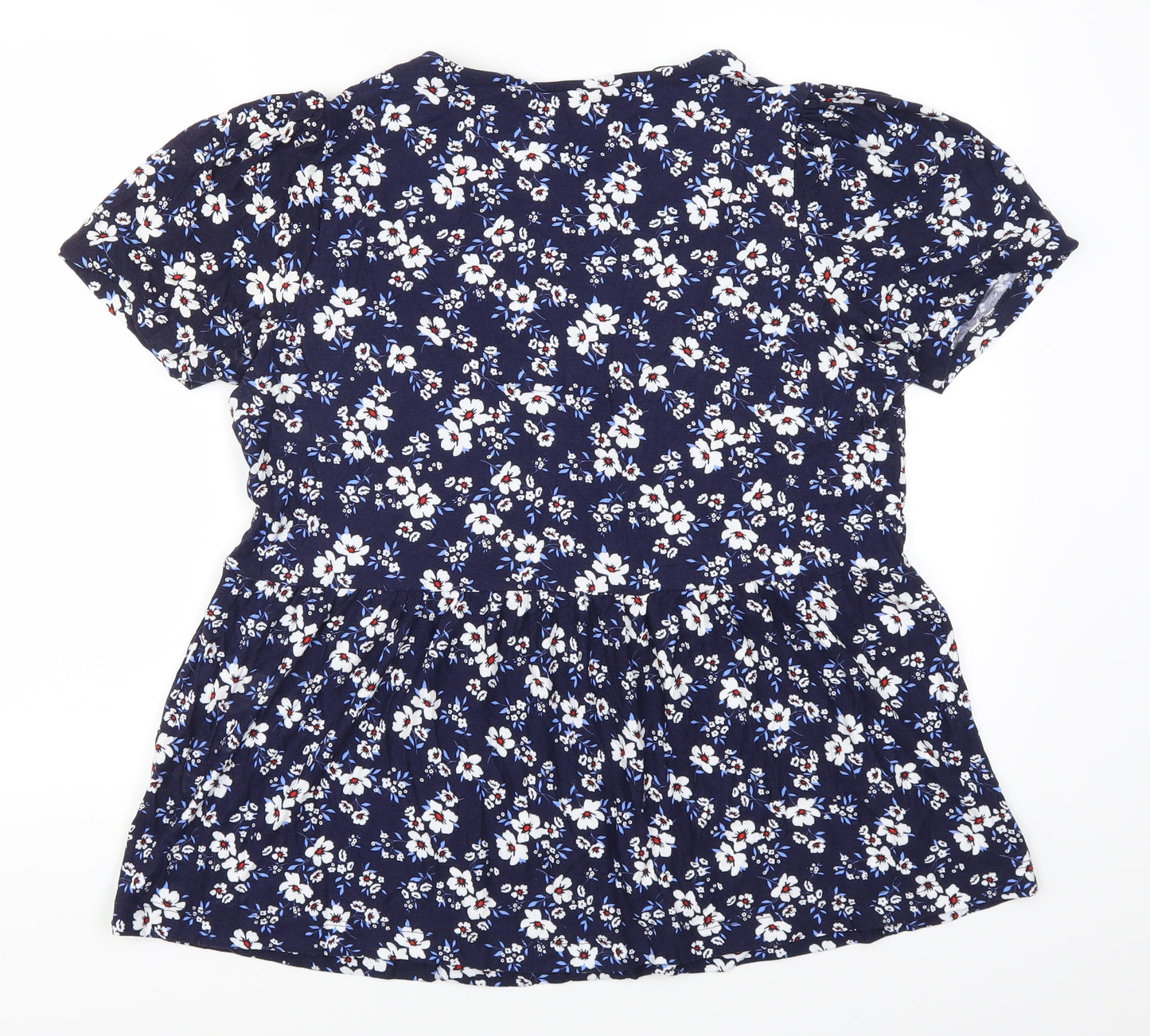 F&F Womens Blue Floral  Basic T-Shirt Size 14