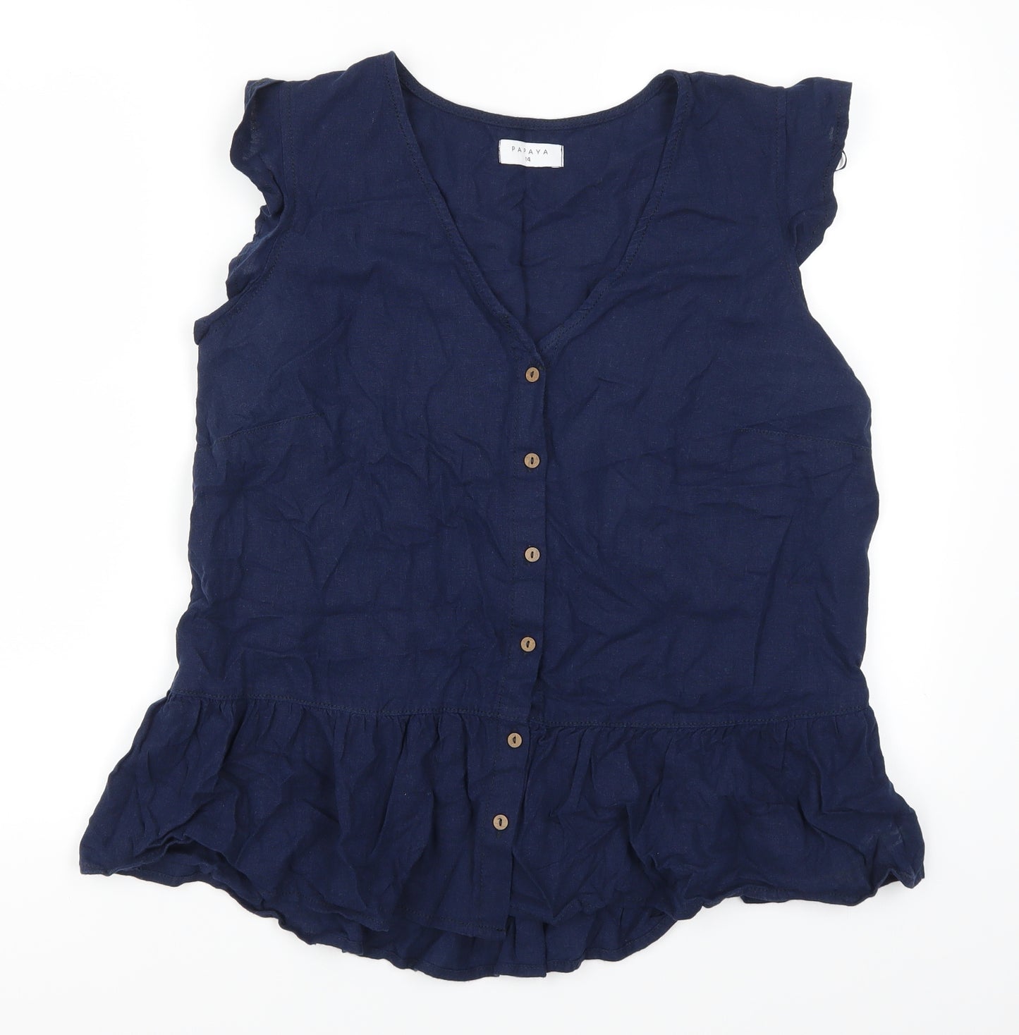 Papaya Womens Blue   Basic Button-Up Size 14