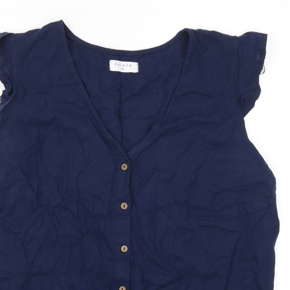 Papaya Womens Blue   Basic Button-Up Size 14