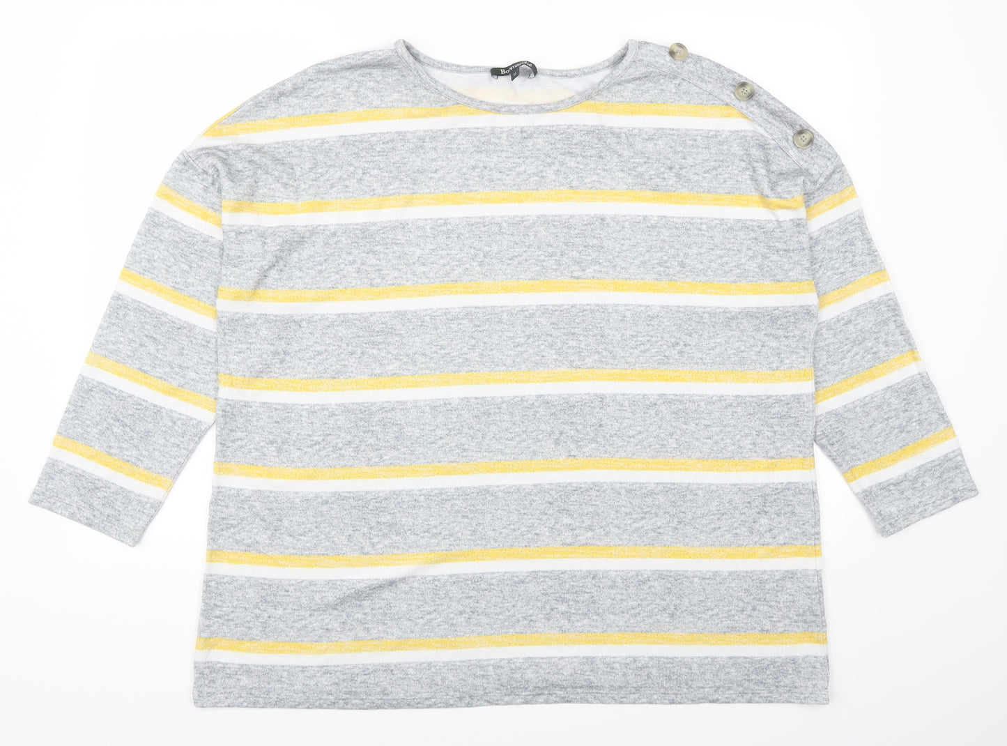 Bonmarché Womens Yellow Striped  Basic T-Shirt Size 22