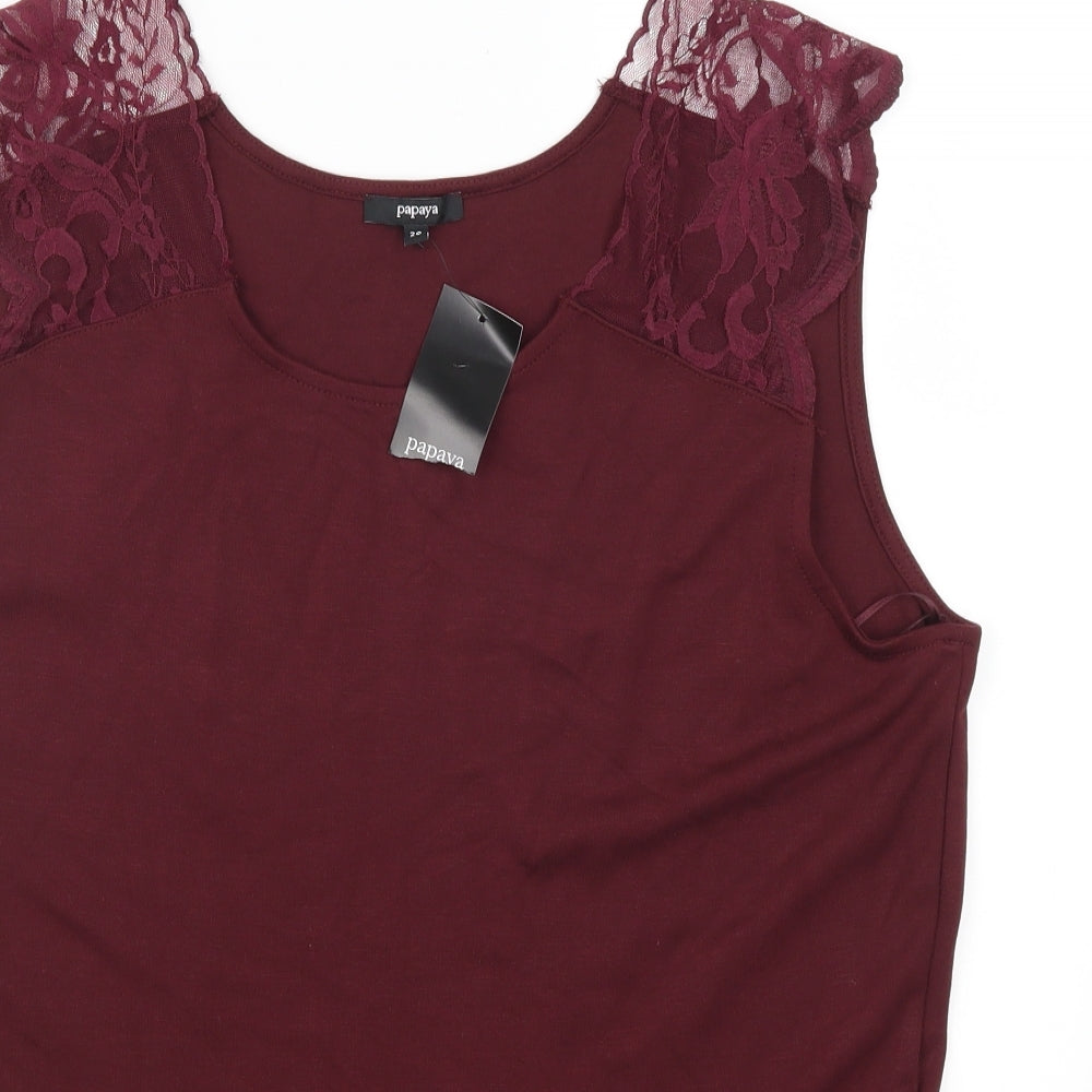 Papaya Womens Red  Lace Basic Tank Size 20