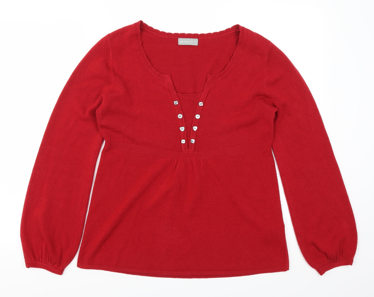 Per Una Womens Red  Knit Pullover Jumper Size 12