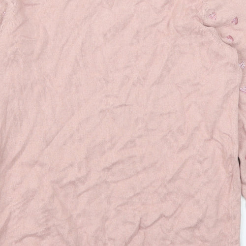 H&M Girls Pink Geometric  Pullover Jumper Size 9-10 Years  - Love Hearts