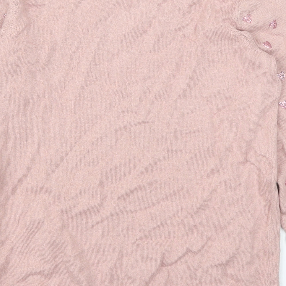 H&M Girls Pink Geometric  Pullover Jumper Size 9-10 Years  - Love Hearts