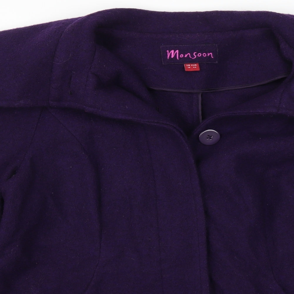 Monsoon Womens Purple   Pea Coat Coat Size 18