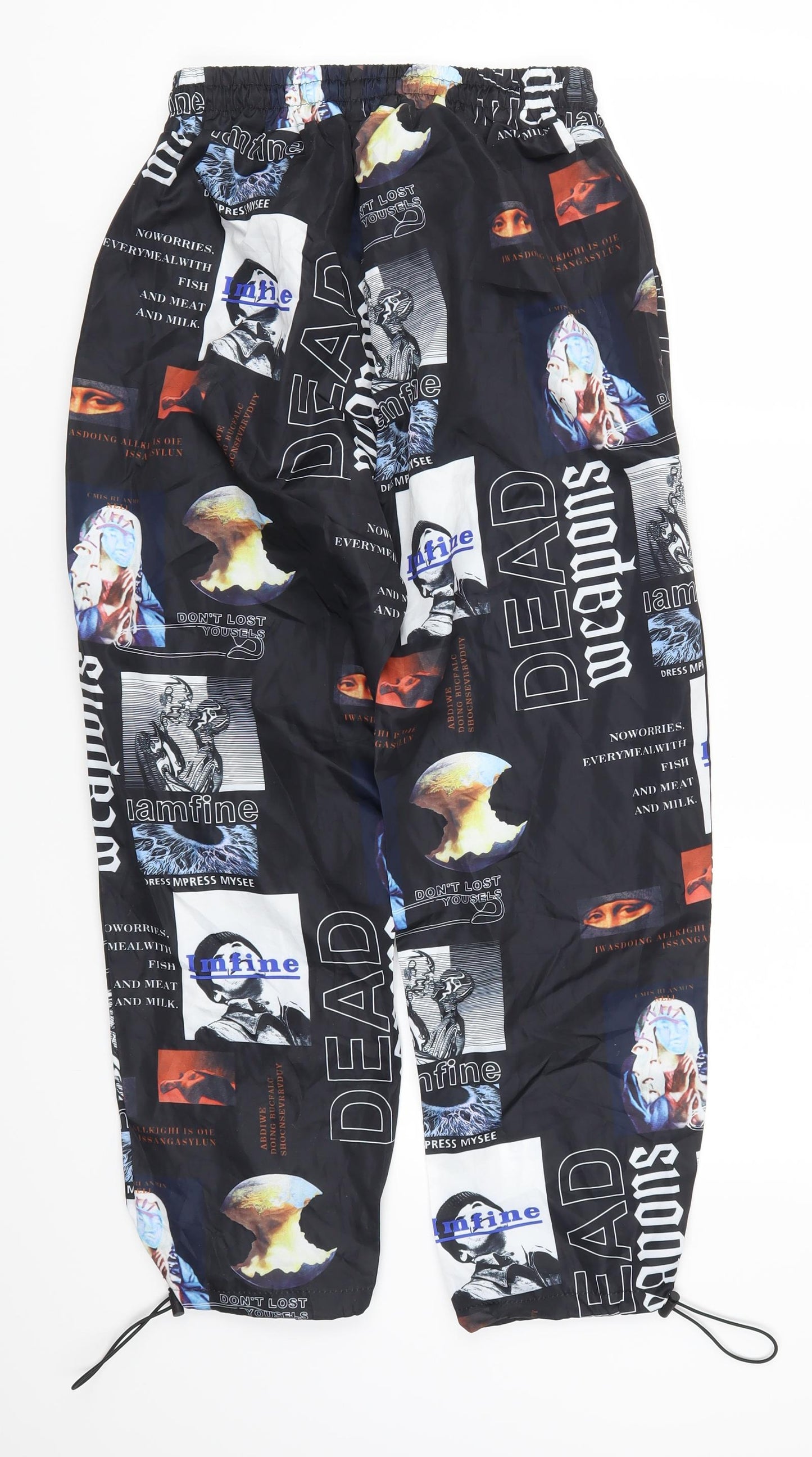 SheIn Womens Black Geometric  Trousers  Size M L25.5 in - Graphic Prints