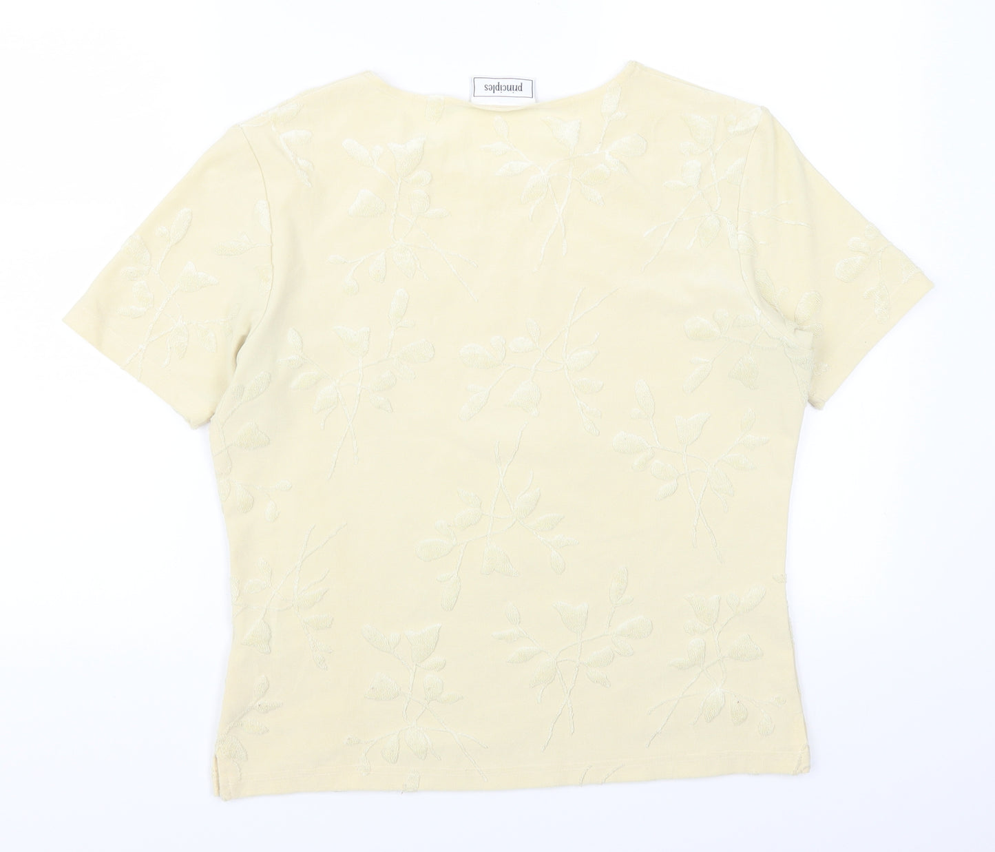 Principles Womens Yellow Floral  Basic T-Shirt Size 14  - Leaf Print