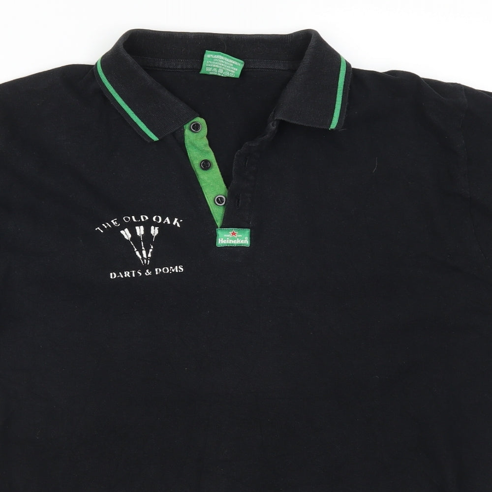 Heineken Mens Black    Polo Size L  - The Old Oak Darts