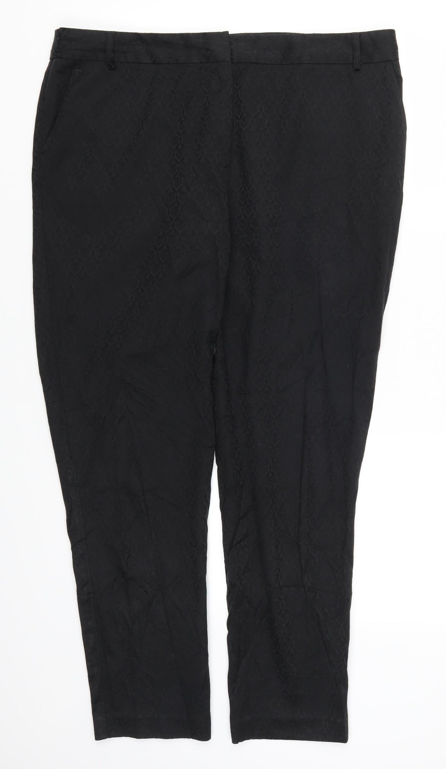Oasis Womens Black Geometric  Trousers  Size 16 L28 in