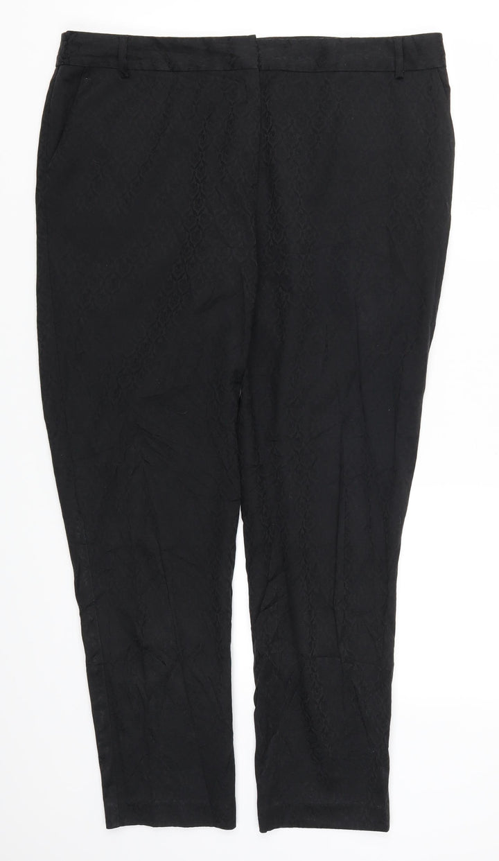 Oasis Womens Black Geometric Trousers Size 16 L28 in