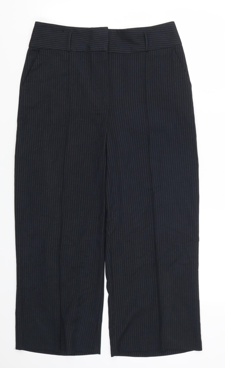 New Look Womens Blue Striped Trousers Size 12 L24 in