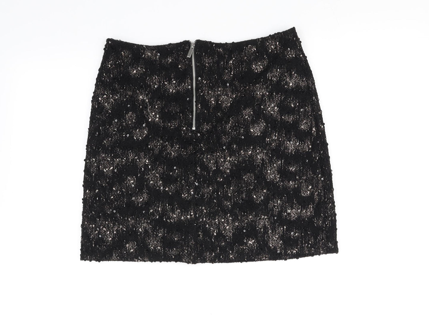 NEXT Womens Black Houndstooth  Flare Skirt Size 10