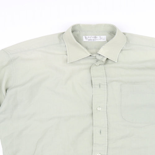 Marks and Spencer Mens Green    Button-Up Size 15