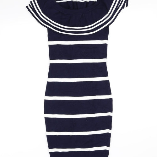 Drole de copine Womens Blue Striped  Fit & Flare  Size M