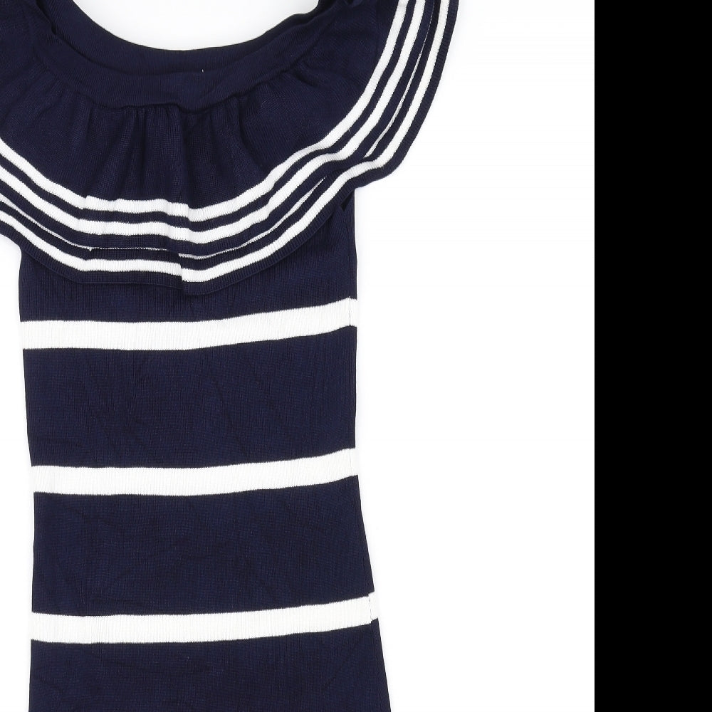 Drole de copine Womens Blue Striped  Fit & Flare  Size M