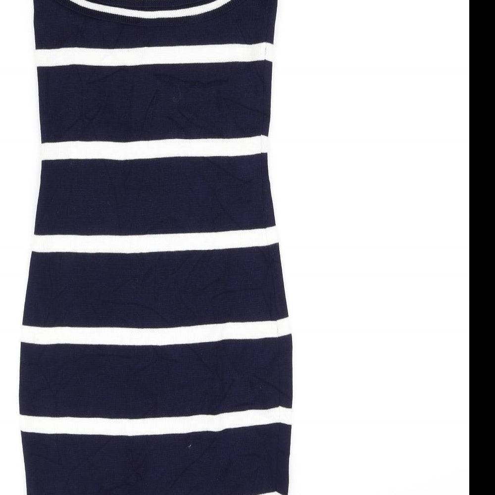 Drole de copine Womens Blue Striped  Fit & Flare  Size M