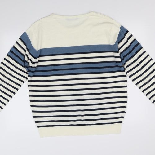 cedarwood state Mens White Striped  Pullover Jumper Size XL