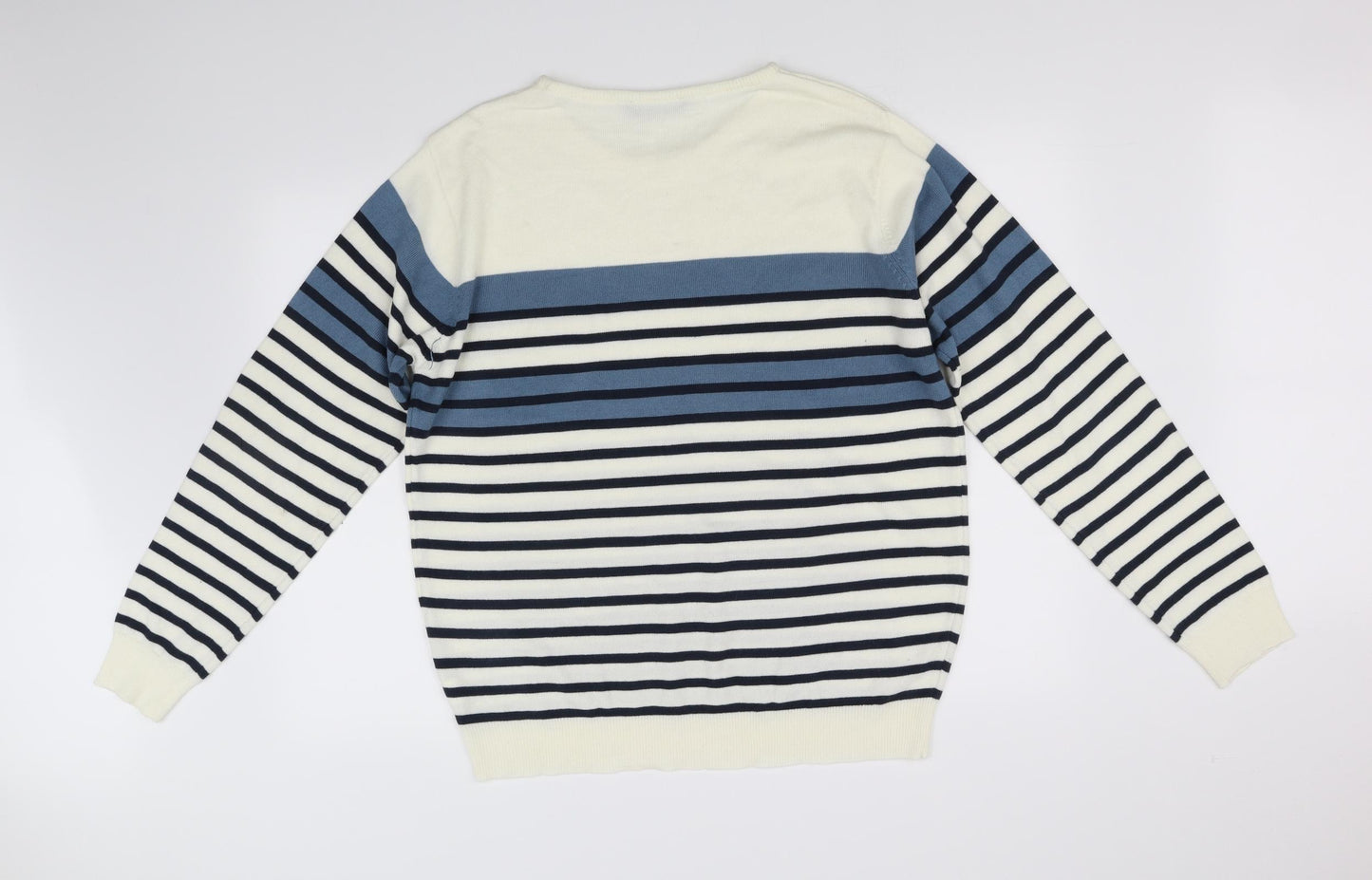 cedarwood state Mens White Striped  Pullover Jumper Size XL