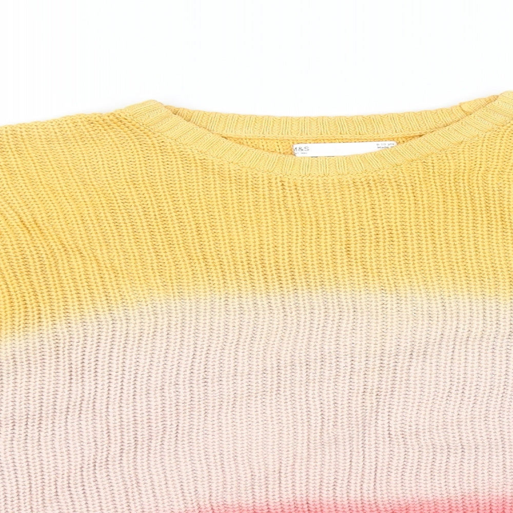 M&S Collection Girls Yellow   Pullover Jumper Size 9-10 Years