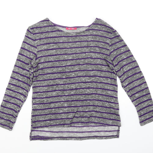 YD Girls Grey Striped  Pullover Jumper Size 11-12 Years