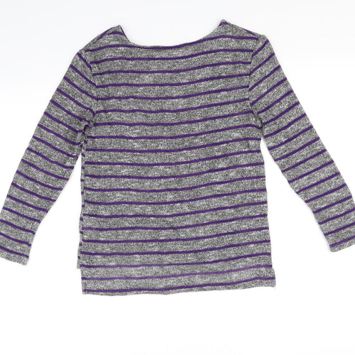YD Girls Grey Striped  Pullover Jumper Size 11-12 Years