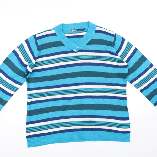 Ble Womens Blue Striped  Pullover Jumper Size L