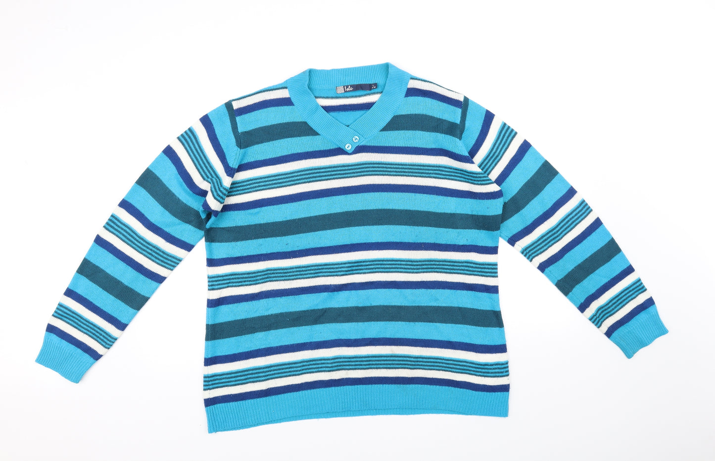 Ble Womens Blue Striped  Pullover Jumper Size L