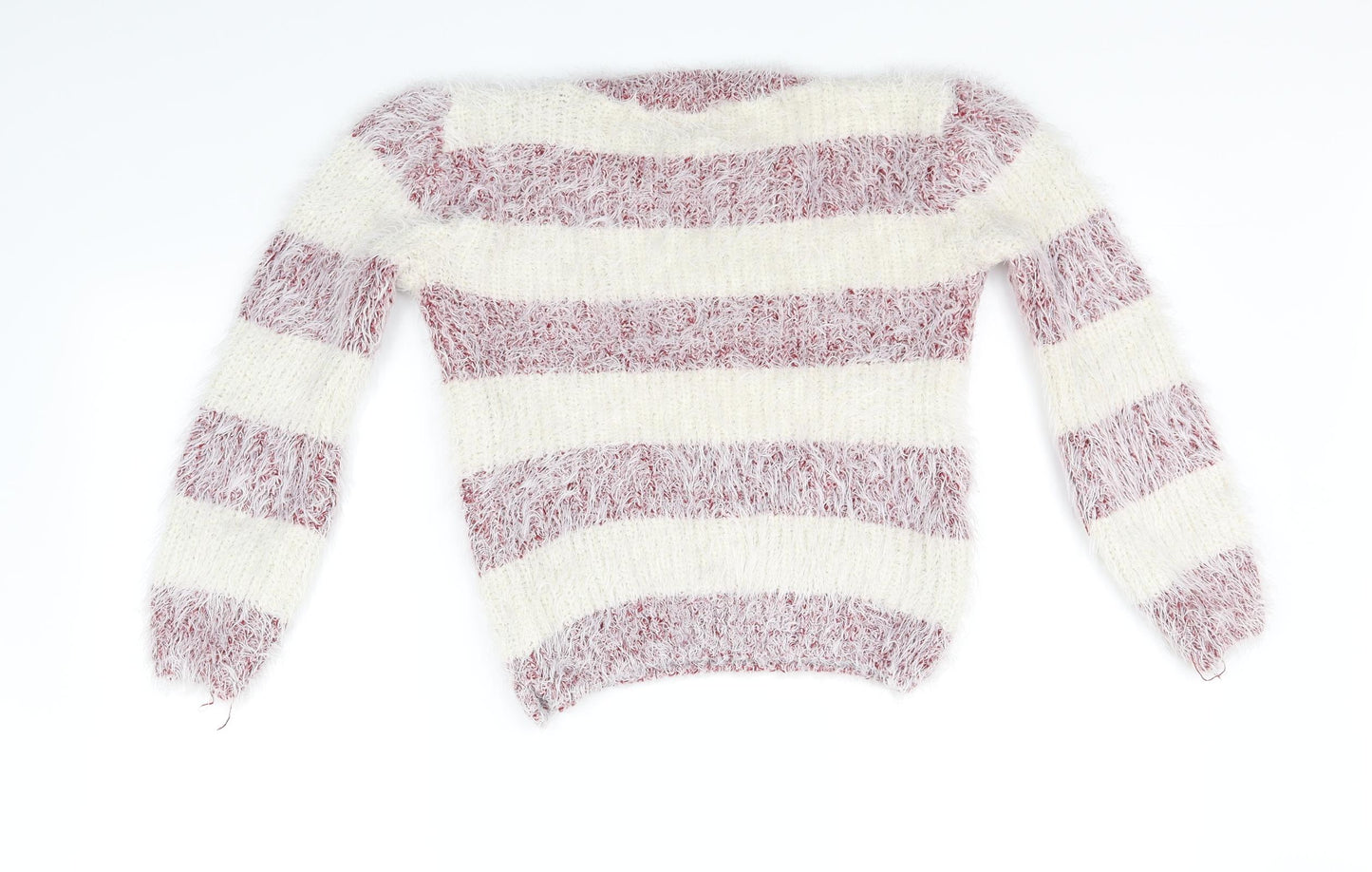 Koopoi Girls White Striped  Pullover Jumper One Size