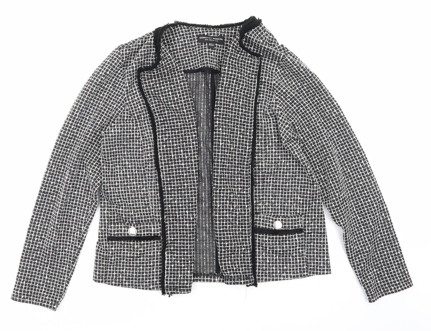 Dorothy Perkins Womens Black Check  Jacket Blazer Size 18