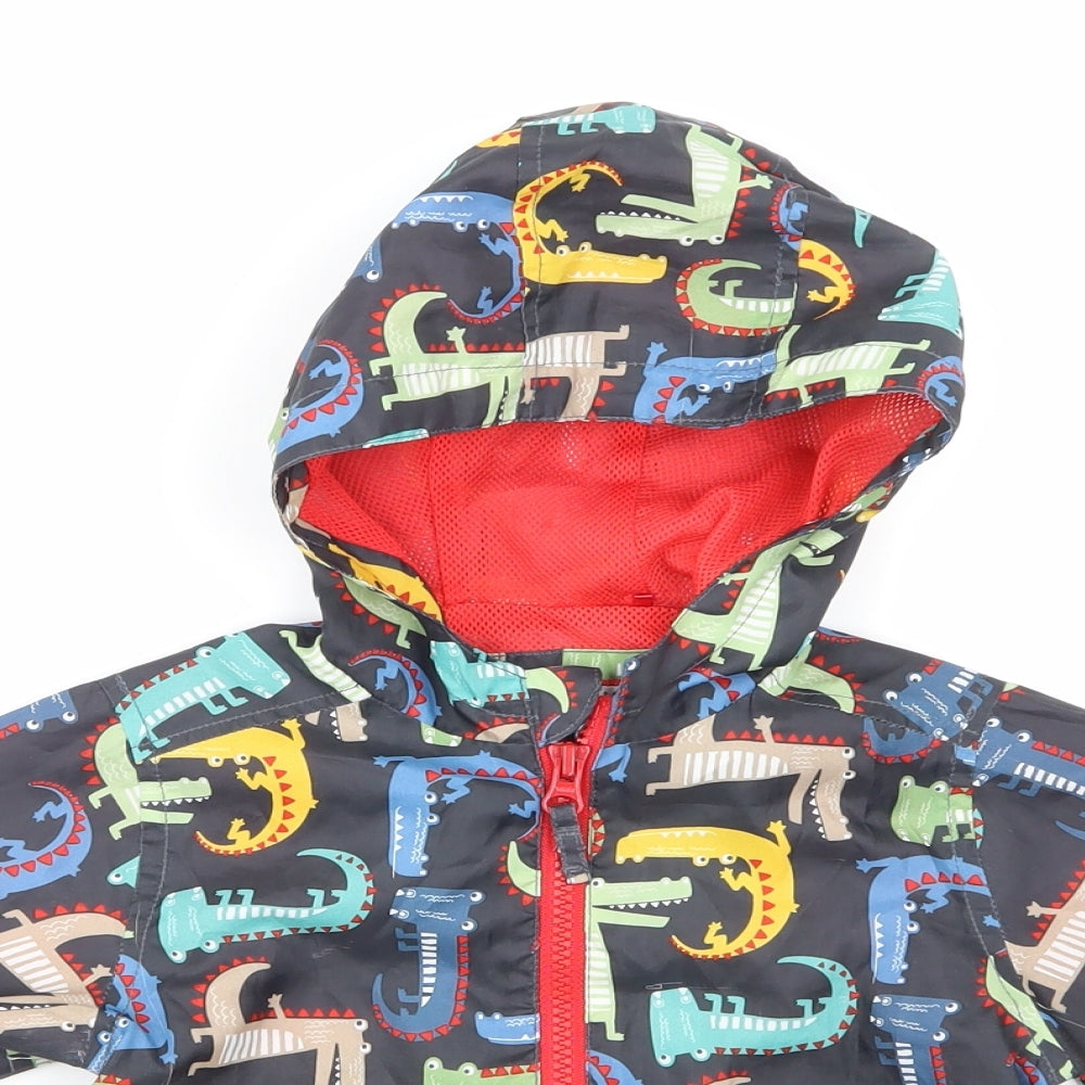 Nutmeg Boys Black Animal Print  Rain Coat Jacket Size 12-18 Months