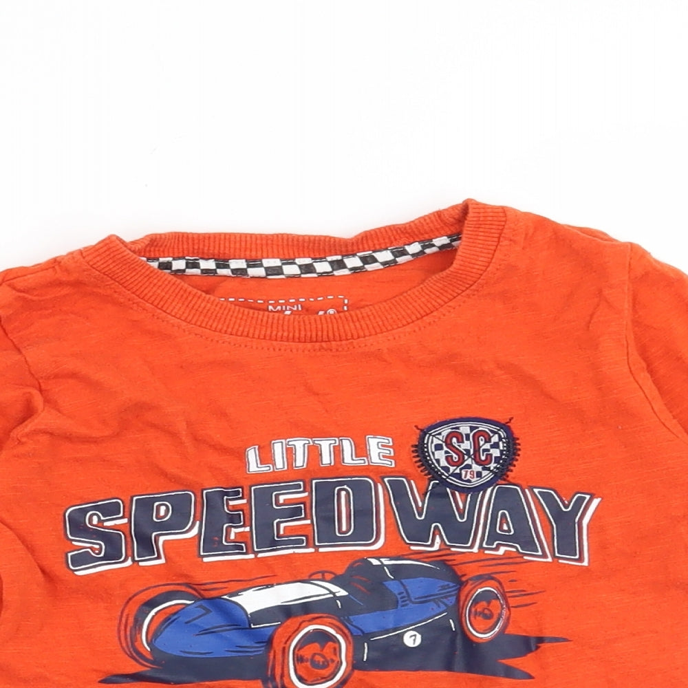 Mini Rebel Boys Orange   Basic T-Shirt Size 2-3 Years  - Car
