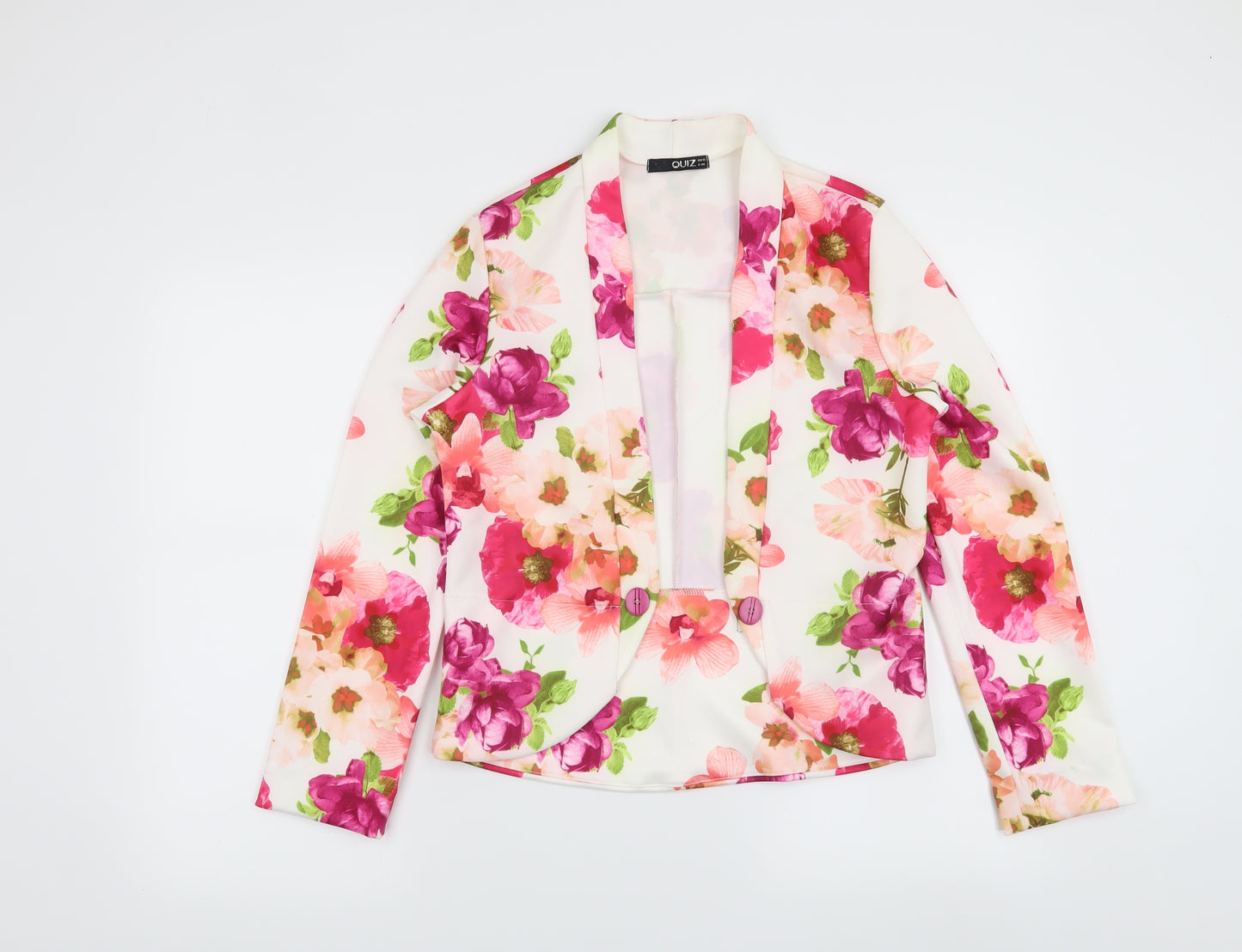 Quiz Womens White Floral  Jacket Blazer Size 12