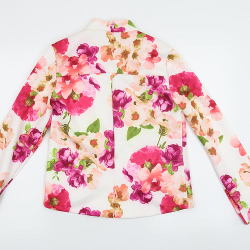Quiz Womens White Floral  Jacket Blazer Size 12