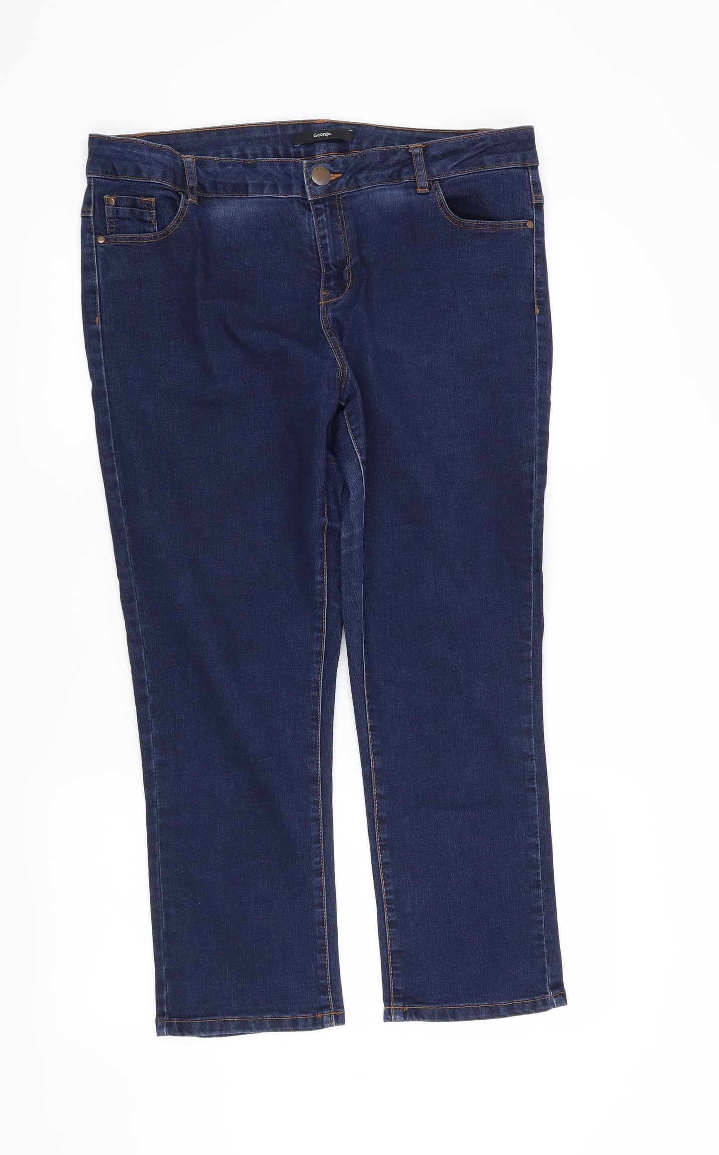 George Womens Blue   Straight Jeans Size 16 L26 in