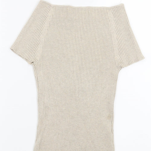 Grace Womens Beige Striped  Pullover Jumper Size S