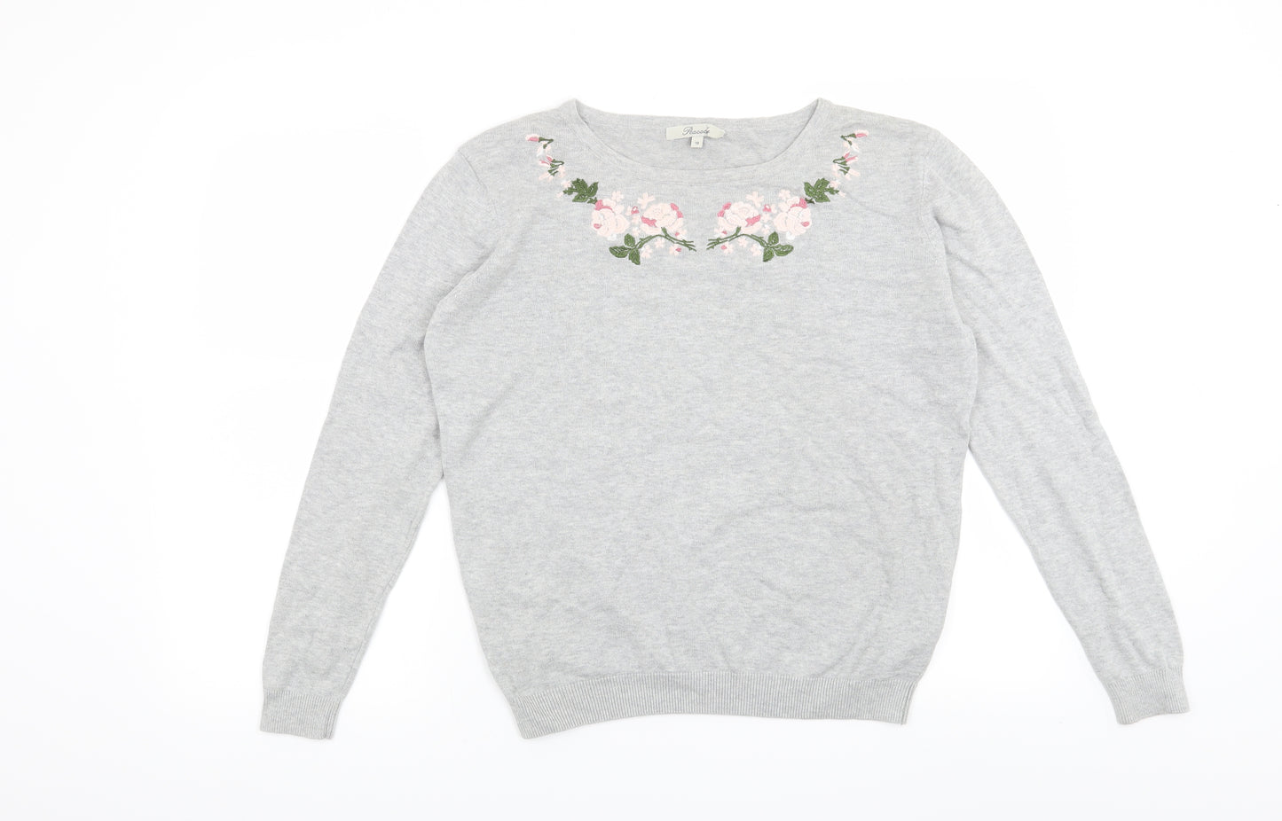 Peacocks Womens Grey Floral  Pullover Jumper Size 10