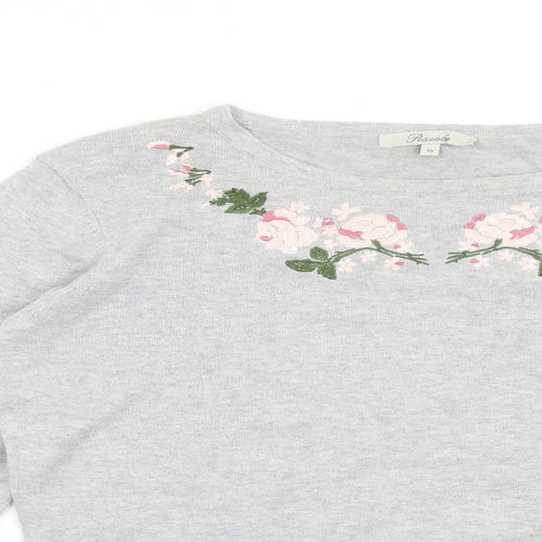 Peacocks Womens Grey Floral  Pullover Jumper Size 10