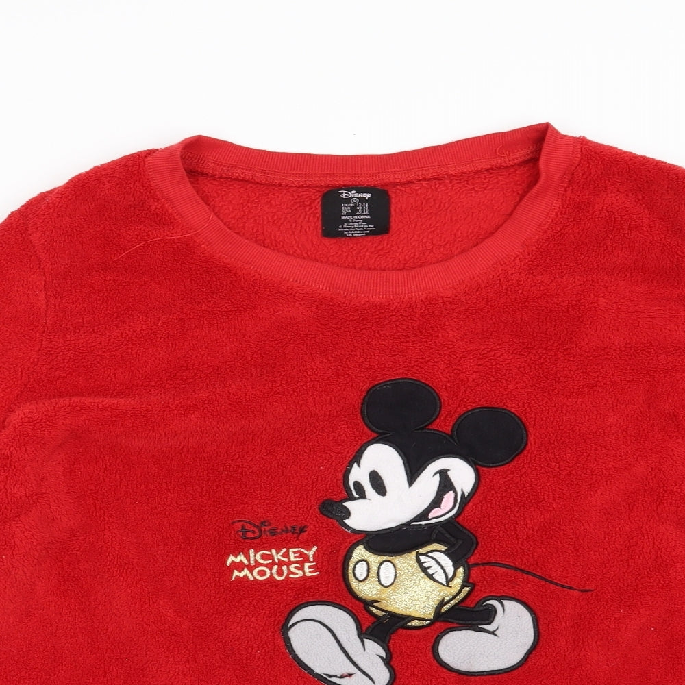 Love To Lounge Womens Red Solid  Top Pyjama Top Size 12  - Disney Mickey Mouse