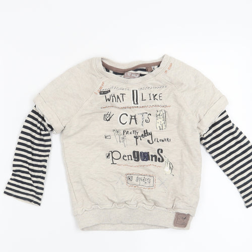 NEXT Girls Beige Striped  Pullover Sweatshirt Size 4 Years  - What I like , Cats, Pretty Flowers, Penguins